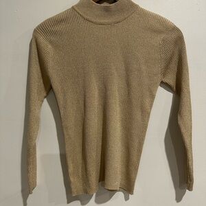 JOSEPH A Vintage Gold Silk Blend Long Sleeve‎ Cowl Neck Holiday Sweater Size S